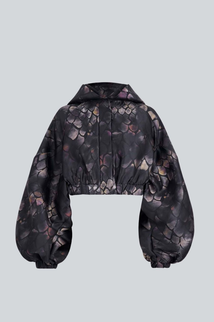 Chamarra cropped de silueta oversized con gorro y puños anchos